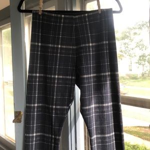 Blue plaid leggings